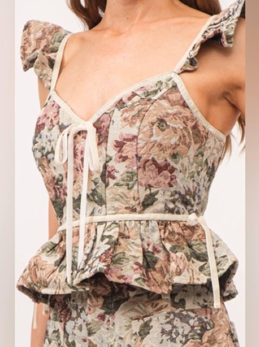 Altar'd State Floral Tapestry Corset Top Baroque Coquette Girl Peplum Sz Medium - Picture 1 of 5